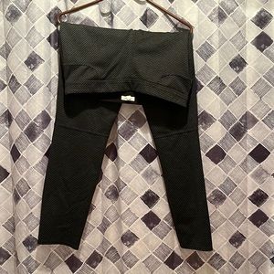 structured dress straight leg pants black with gray pattern dots